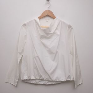 COS Drape Cowl Neck Long Sleeve Blouse White Size 4